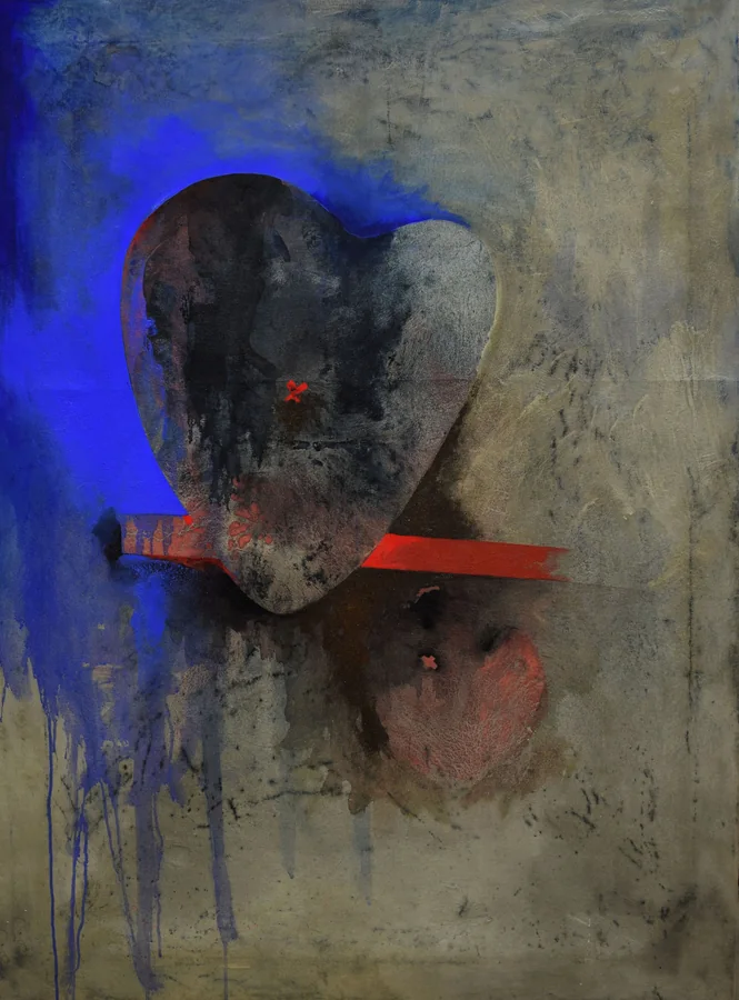 Cuori sparsi, 1996 — Técnica mixta, 130 x 100 cm