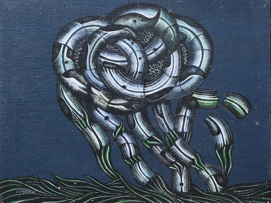 Progetto di inquinamento terrestre / processo in atto, 1974 — Acrílico sobre lienzo, 30 x 40 cm