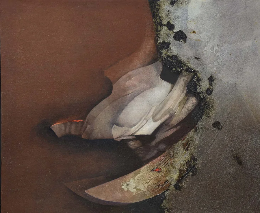 La luna ostile (donazione Germania), 1992 — Tecnica mista su tela, 71 x 80 cm