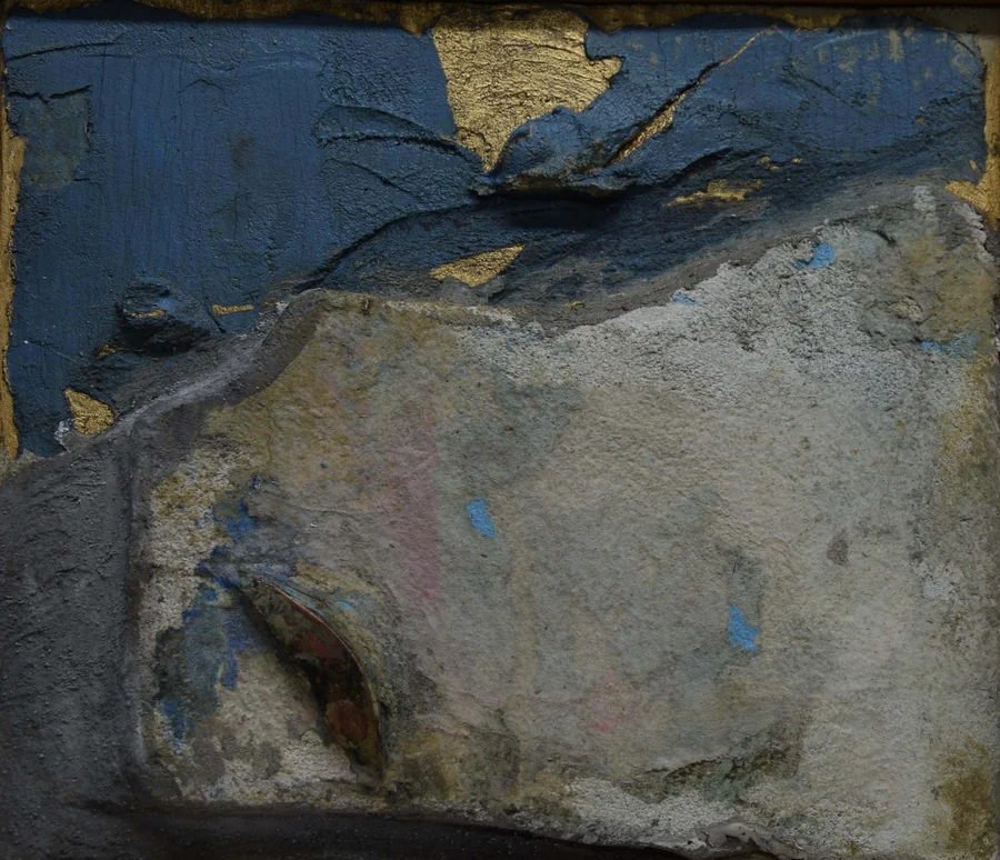 La luna sul muro, 1998 — Tecnica mista su tavola, 20,2 x 22,2 cm