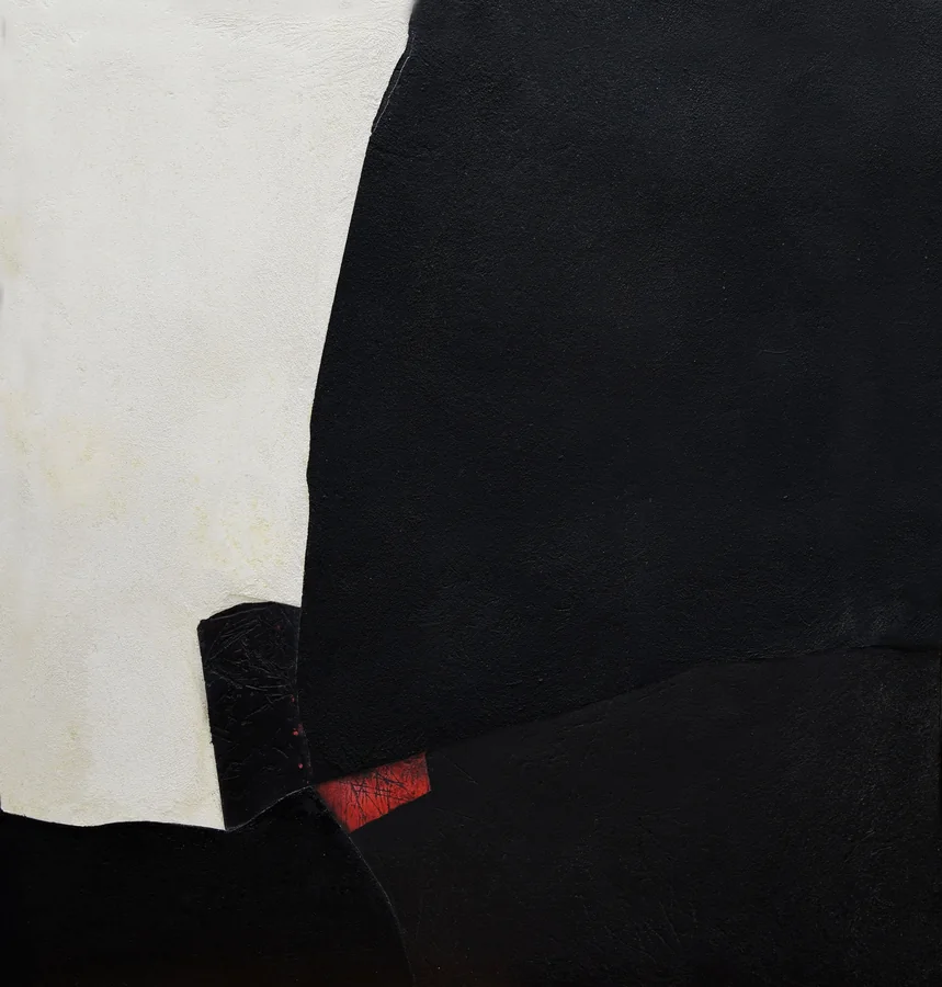 Una piccola traccia di rosso, 1991 — Technique mixte sur toile, 100 x 100 cm