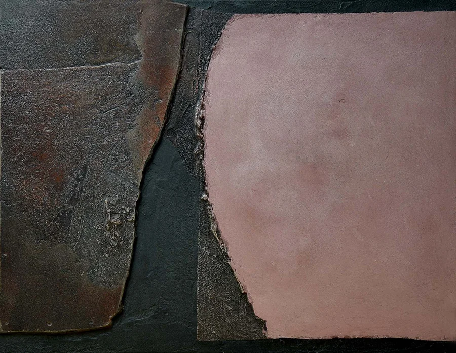 Superficie rosa, 1992 — Technique mixte sur bois, 51 x 65 cm